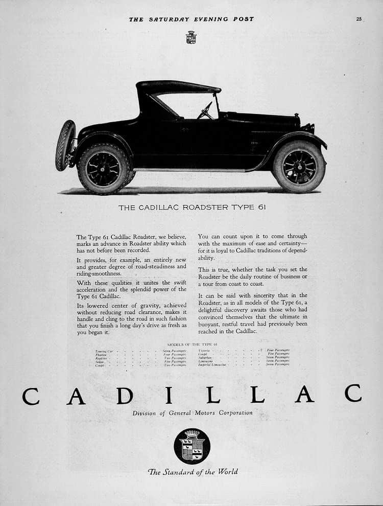 Cadillac ad from 1921 from Wikipedia